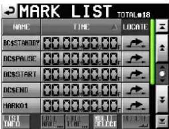MARK LIST TOTAL#18 NAME TIME LOCATE DCSSTANDBY DCSPAUSE DCSSTART DCSEND HARK01 LIST INFO NEW CREATE SELECT