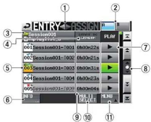 ENTRY SESSION Session001 001Session001-T001 002Session001-T002 003Session001-T003 004Session001-T004 005Session001-T005 INFO HULI SELECT MENU PLAY 1 2 3 4 5 6 7 8 9 10 11