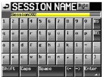 SESSION NAME Date Session002 1 2 3 4 5 6 7 8 9 0 BS q u e r t y u i n p OCL a s d f g h .j k l - _ z x c v b n m , . [ ] Shift Caps Space <- → Enter