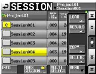 SESSION Project01 Session001 Session002 Session003 Session004 Session005 INFO MAKE SESSION FULL SELECT MENU C LOND REBULD COPY SELECT