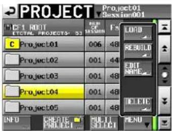 PROJECT Project01 Session001 C Project01 006 48 Project02 001 44 Project03 001 48 Project04 001 48 Project05 001 48 INFO CREATE MULTI MENU