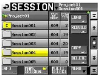 SESSION Project01 Session001 C Session001 009 2 Session002 004 19 Session003 004 20 Session004 003 19 Session005 000 0 INFO MIKE MULTI MENU SESSION SELECT
