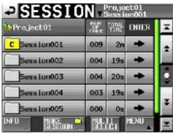 SESSION Project01 Session001 Project01 C Session001 009 2n Session002 004 19s Session003 004 20s Session004 003 19s Session005 000 0s INFO MIKE MENU SESSION MULTI DIFFEI