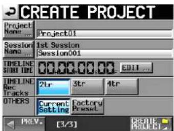 TASCAM HS-4000 - Ein neues Projekt erstellen - 3