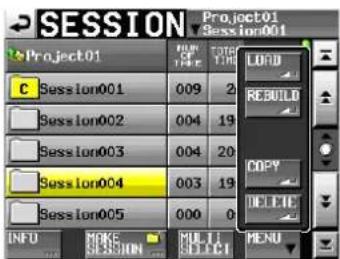 SESSION Project01 Session001 C Session001 009 2 Session002 004 19 Session003 004 20 Session004 003 19 Session005 000 0 INFO MIKE SELECTION MULTI-11 SELECT MENU