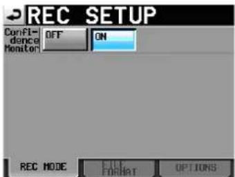 TASCAM HS-4000 - Tippen Sie auf die Schaltfläche REC SETUP. - 1