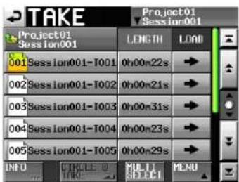TAKE Project01 Session001 001 Session001-T001 0h00n22s 002 Session001-T002 0h00n21s 003 Session001-T003 0h00n31s 004 Session001-T004 0h00n23s 005 Session001-T005 0h00n29s INFO CIRCLE O HUI SELECT MENU