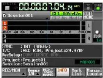 TASCAM HS-4000 - ② Schaltfläche INFO - 1