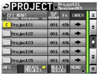 PROJECT Project01 Session001 C:\CF1\ROOT TOTAL PROJECTS 51 Project01 001 48k Project02 001 44k Project03 001 48k Project04 001 48k Project05 001 48k INFO HOLDLE PROJECT1 MULTI SELECT MENU