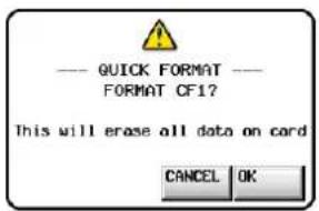 TASCAM HS-4000 - Tippen Sie neben dem Eintrag FORMAT auf die Schaltfläche QUICK. - 1