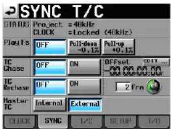 TASCAM HS-4000 - Die Registerkarte SYNC - 1