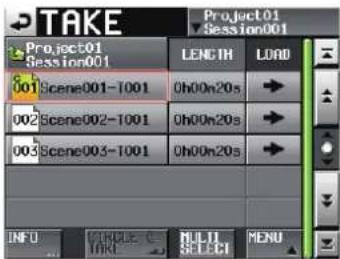 TASCAM HS-2000 - Takenamen und Wiedergabereihenfolge nach der Teilung - 1
