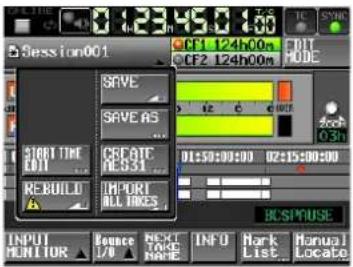 Session001 CF1 124h00m CF2 124h00m SET START TIME L01 REBULU SAVE SAVE AS CREATE ME331 IMPORT ALL TIMES BCSPMUSE INPUT MONITOR BONCE L78 NEXT TARE HOME INFO Mark List Manual Locate