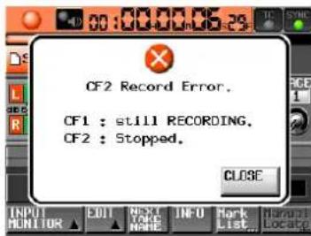 CF2 Record Error. CF1 : still RECORDING. CF2 : Stopped. CLOSE INPUT HONITOR EXIT Next MAKE HOME INFO Mark List Name: 000000000000000000000000000000000000000000000000000000000000000000000000000000000000000000