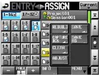 ENTRY ASSIGN Current 1-16e 17-520 Project01 Sess lon001 REBUILD SAVE CAPTURE SAVE ROS RS CLEAR ADJUST PRICE INF TO MONU