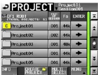 PROJECT Project01 CF1 ROOT TOTAL PROJECTS: SJ Project01 001 44k Project02 002 44k Project03 001 48k Project04 001 44k Project05 001 44k INFO CREATE PROJECT MULTI SELECT MENU