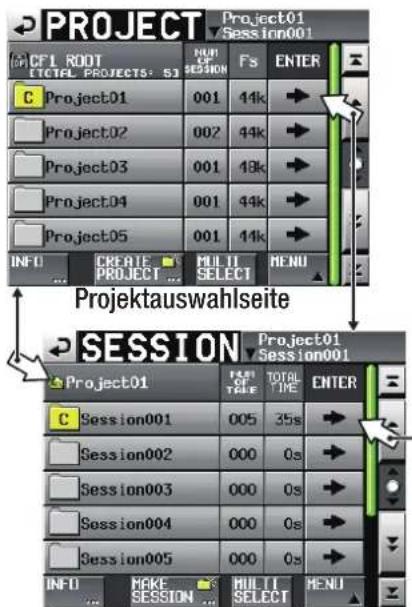 PROJECT Project01 Session001 CFL ROOT TCTIFL PROJECTS: 53 FMs SESSION Fs ENTER C Project01 001 44k Project02 002 44k Project03 001 48k Project04 001 44k Project05 001 44k INFO CREATE PROJECT MULTI SELECT MENU Projektauswahlseite SESSION Project01 Session001 Project01 FAS OF TIME TOTAL TIME ENTER C Session001 005 35s Session002 000 0s Session003 000 0s Session004 000 0s Session005 000 0s INFO MAKE SESSION MULTI SELECT MENU