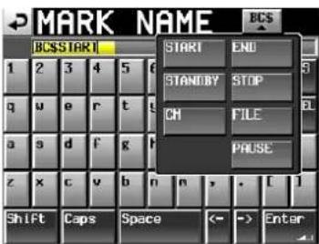 MARK NAME BCS START 1 2 3 4 5 6 q u e r t g a s d f g h z x c v b n m , . Shift Caps Space ← → Enter