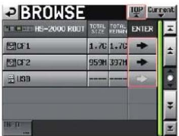 BROWSE HS-2000 ROOT TOTAL SIZE TOTAL RETURN ENTER CF1 1.7G 1.7G CF2 959H 397H USB ---- ---- IN-01