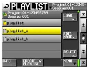 TASCAM HS-2000 - Eine Wiedergabeliste löschen - 1