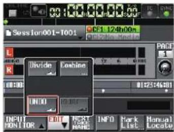 TASCAM HS-2000 - Den letzten Bearbeitungsvorgang rückgängig machen (UNDO) - 1