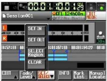 TASCAM HS-2000 - Einen gesamten Bereich für die Bearbeitung auswählen - 3