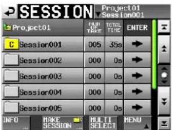 SESSION Project01 Session001 Project01 F/M TAKE TOTAL TIME ENTER C Session001 005 35s → Session002 000 0s → Session003 000 0s → Session004 000 0s → Session005 000 0s → INFO MAKE SESSION MULTI SELECT MENU