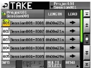 TAKE Project01 Session001 601 Session001-T001 0h00n22s 002 Session001-T002 0h00n21s 003 Session001-T003 0h00n31s 004 Session001-T004 0h00n23s 005 Session001-T005 0h00n29s INFO CIRCUIT SELECT HENI