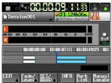 TASCAM HS-2000 - Einen Bereich auswählen, der kopiert, ausgeschnitten oder gelöscht werden soll - 1