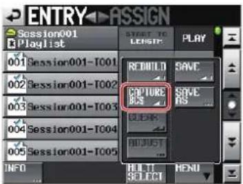 ENTRY ASSIGN Session001 Playlist START TO LENGTH: PLAY 001 Session001-T001 002 Session001-T002 003 Session001-T003 004 Session001-T004 005 Session001-T005 CREBUILD SAVE SAVE BIG CLOCK RUST INFO TITLE HEND SELECT