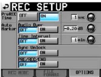 TASCAM HS-2000 - Die Registerkarte OPTIONS - 1