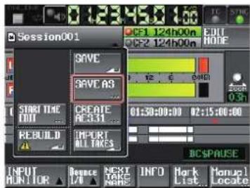 Session001 GF1 124h00n EDIT GF2 124h00n MODE SAVE SAVE AS START THE 1001 CREATE REBUILD IMPORT ALL TAKES 01:30:00:00 02:15:00:00 DCSPAUSE INPUT HUNTOR ▲ Reason I/O NEXT TAKE NAME INFO Mark List Manual Locate