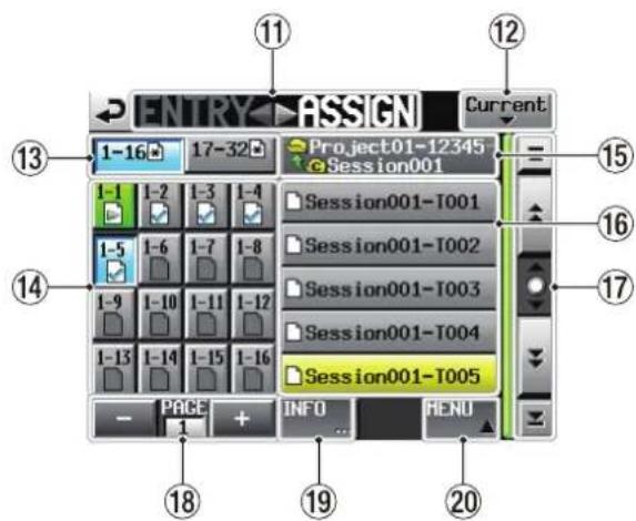 ENTRY ASSIGN Current 1-16 17-32 Project01-12345 Session001 1-1 1-2 1-3 1-4 Session001-T001 1-5 1-6 1-7 1-8 Session001-T002 1-9 1-10 1-11 1-12 Session001-T003 1-13 1-14 1-15 1-16 Session001-T004 PAGE INFO MENU 1 +