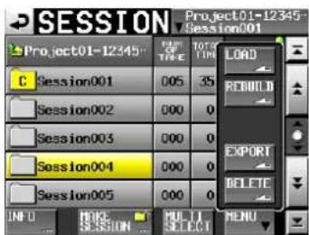 SESSION Project01-12345 Session001 Session002 Session003 Session004 Session005 Project01-12345 SessionTIME 005 000 000 000 000 Total Time 35 0 0 0 0 LOAD REDBUILD EXPORT DELETE INFO MAKE SESSION MULTI SELECT MENU