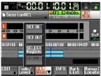 TASCAM HS-2000 - Einen gesamten Bereich für die Bearbeitung auswählen - 2