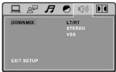 DOWNMIX LT/RT STEREO VSS EXIT SETUP
