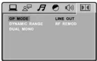 OP MODE DYNAMIC RANGE DUAL MONO LINE OUT RF REMOD