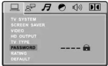 TV SYSTEM SCREEN SAVER VIDEO HD OUTPUT TV TYPE PASSWORD RATING DEFAULT