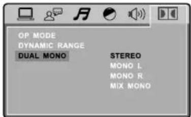 OP MODE DYNAMIC RANGE DUAL MONO STEREO MONO L MONO R MIX MONO