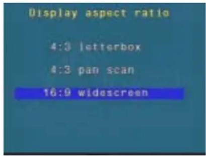 Display aspect ratio 4:3 letterbox 4:3 pan scan 16:9 widescreen