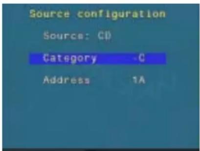 Source configuration Source: CD Category -C Address 1A