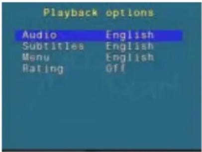 Playback options Audio English Subtitles English Menu English Rating Off