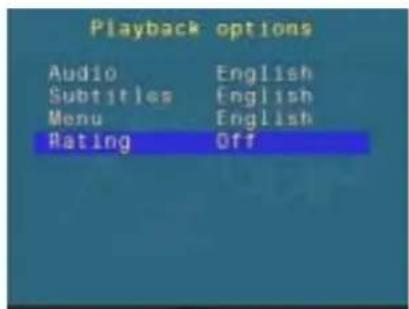 Playback options Audio English Subtitles English Menu English Rating Off