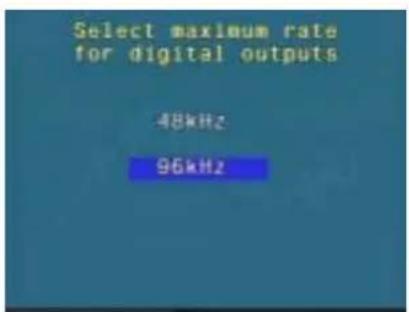 Select maximum rate for digital outputs 48kHz 96kHz