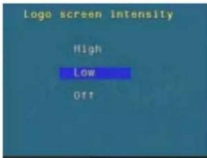 Logo screen intensity High Low Off