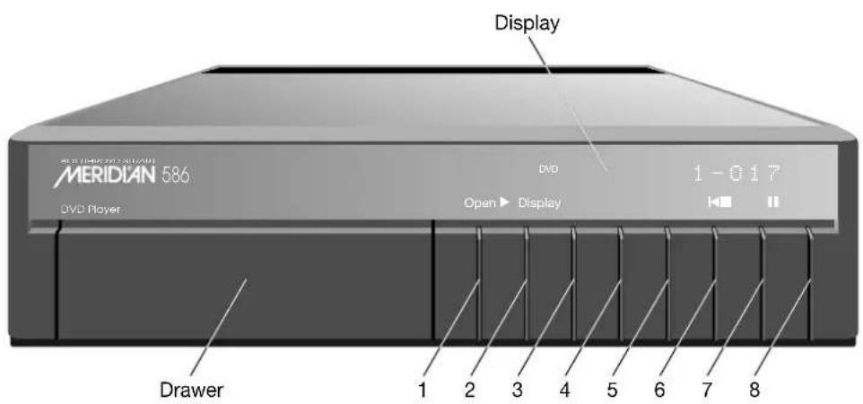 MERIDIAN 586 DVD Player: Display Open ▶ Display 1 - 0 17 Drawer 1 2 3 4 5 6 7 8