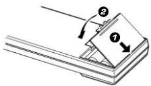 Diagram showing a mechanical device with labeled parts and directional arrows indicating motion or force