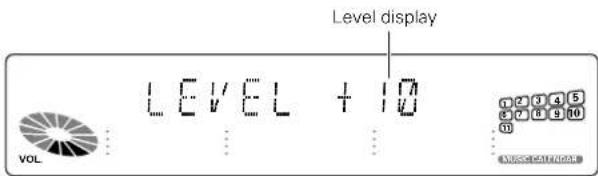 Level display LEVEL + 10 VOL 1 2 3 4 5 2 3 4 5 3 4 5 6 4 5 6 7 8 9 10 10 AVOCATRICALS