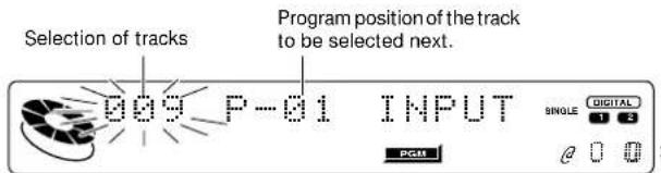Selection of tracks Program position of the track to be selected next. 009 P-01 INPUT SINGLE DIGITAL PGM