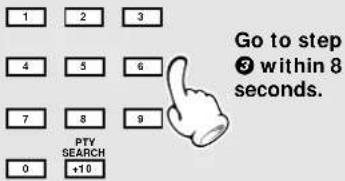 1 2 3 4 5 6 7 8 9 0 +10 PTV SEARCH Go to step ③ within 8 seconds.